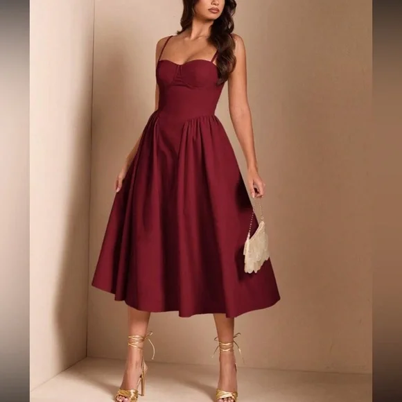 Elegant White Midi Dress - Picture 5 of 16